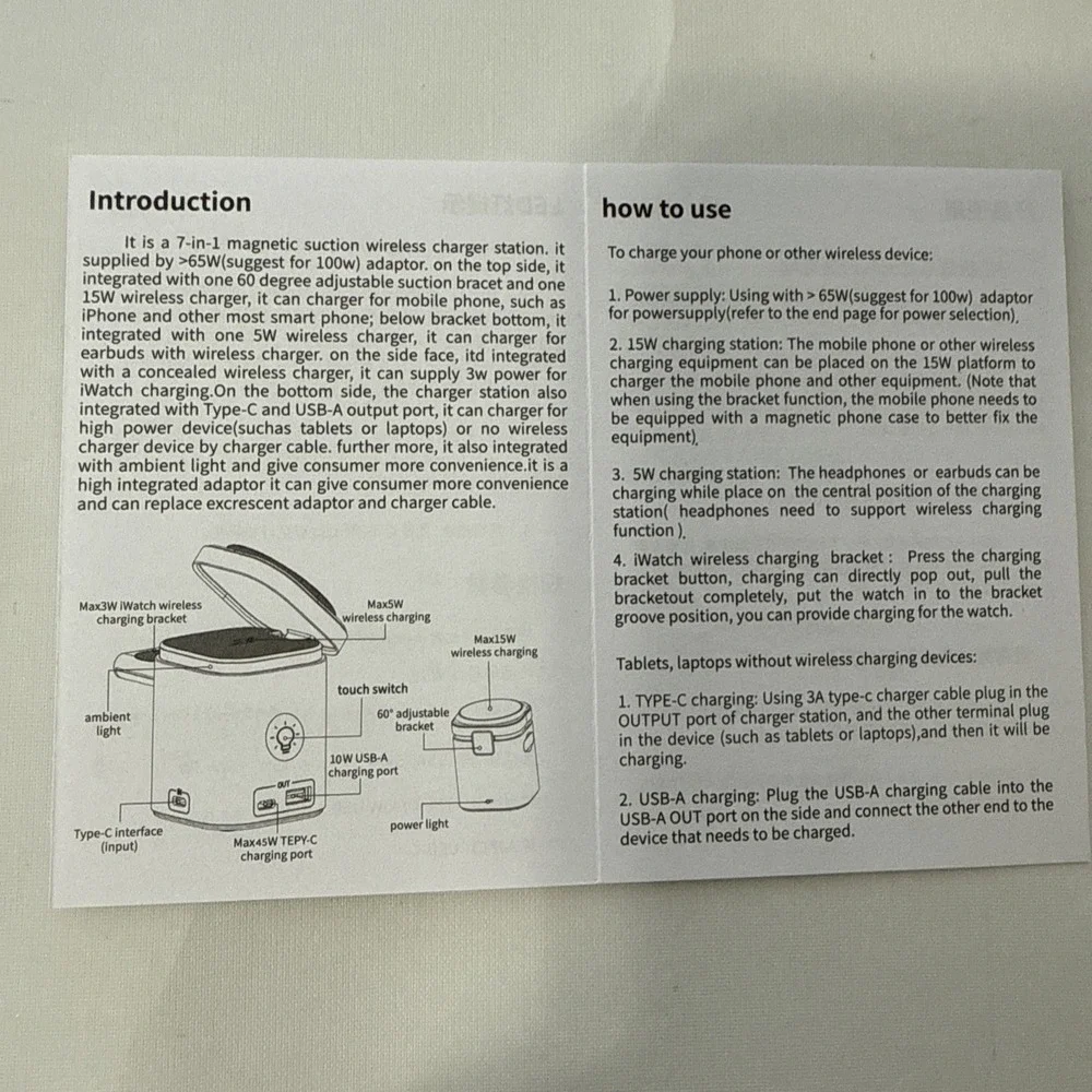 7 In 1 Magnetic Wireless Fast Charger For Smart Phone Ambient‎ Light Charging